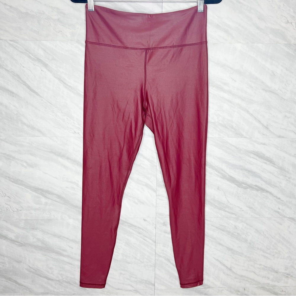 ZYIA Metallic Activewear Merlot Pleather Style Legging 12